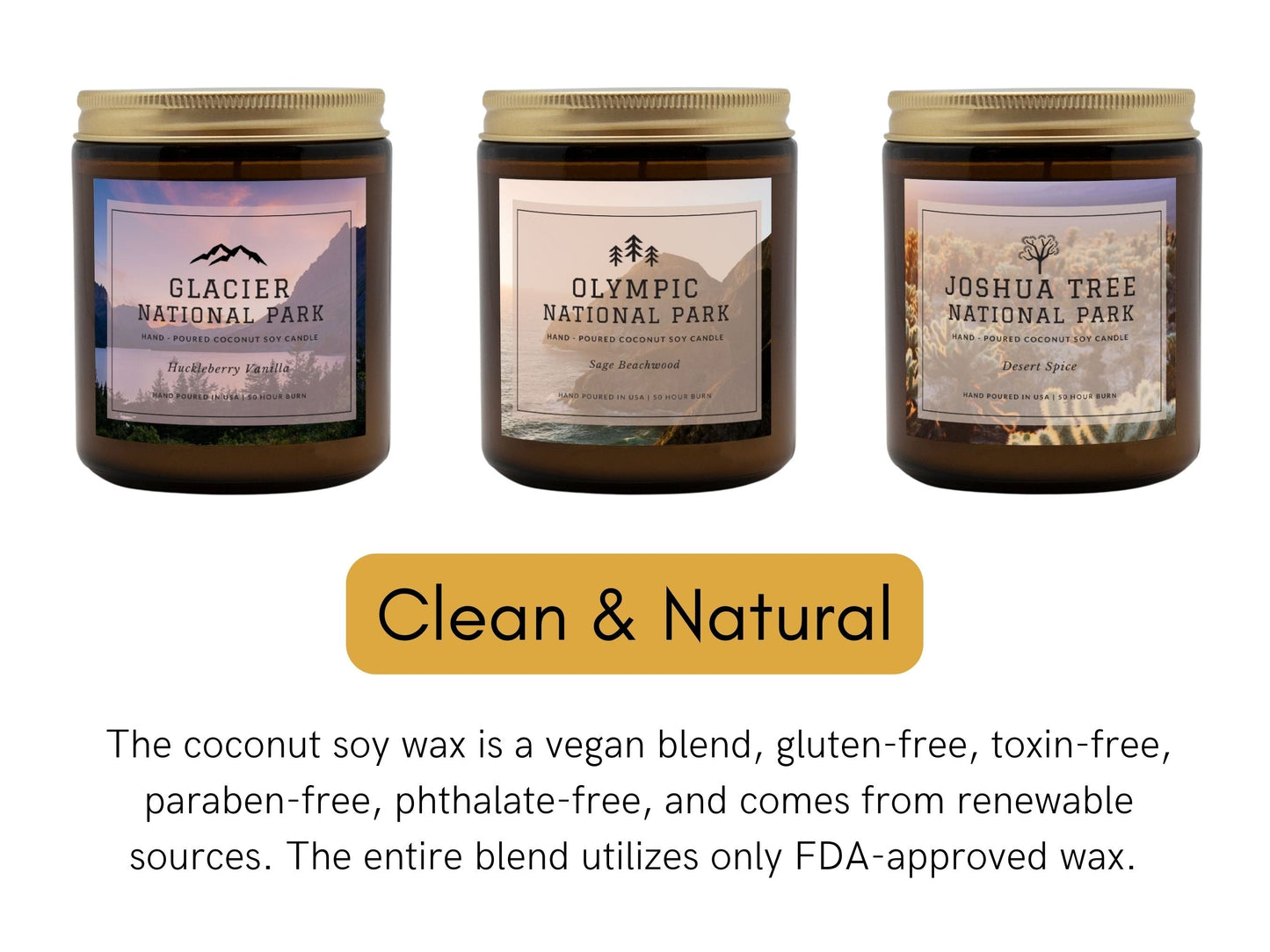 Sierra Nevada National Park Citrus Evergreen CandleBring home the smell of the most beautiful places on earth, with these 9 oz coconut soy wax hand-poured National Park candles. These National Park Amber Jar Candles