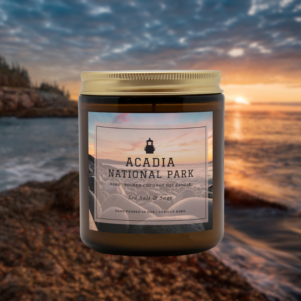 Acadia National Park Sea Salt & Sage CandleBring home the smell of the most beautiful places on earth, with these 9 oz coconut soy wax hand-poured National Park candles.
The Acadia National Park refreshing fr