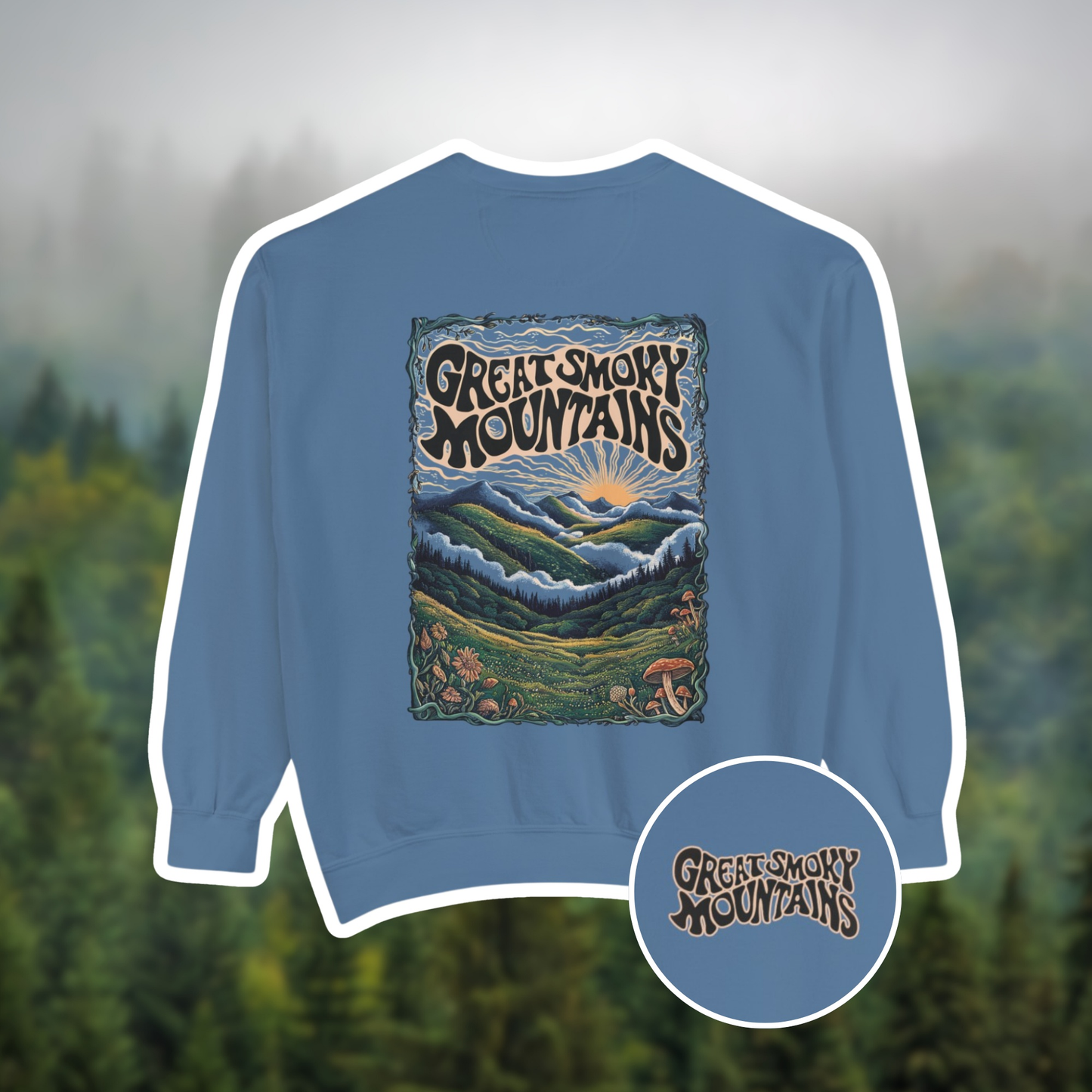 Great Smoky Mountains Sunrise Mist Crewneck