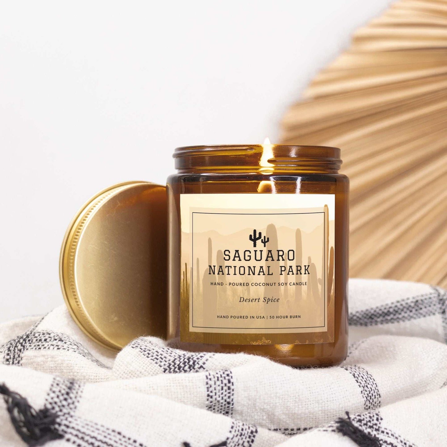 Saguaro National Park Desert Spice CandleBring home the smell of the most beautiful places on earth, with these 9 oz coconut soy wax hand-poured National Park candles. These National Park Amber Jar Candles
