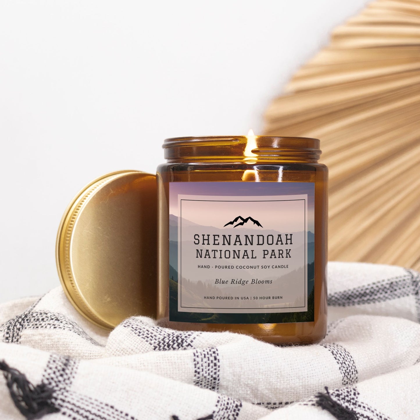 Shenandoah National Park Blue Ridge Blooms CandleBring home the smell of the most beautiful places on earth, with these 9 oz coconut soy wax hand-poured National Park candles. These National Park Amber Jar Candles
