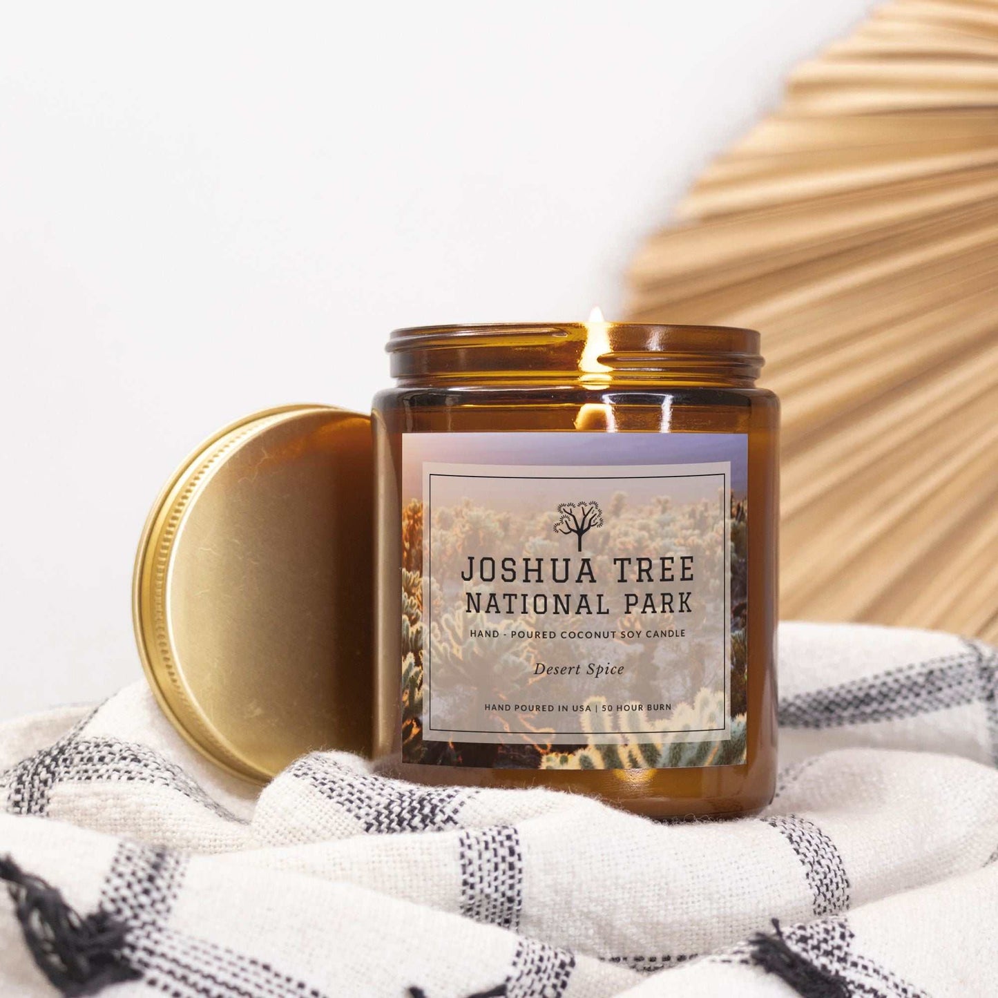 Joshua Tree National Park Desert Spice CandleBring home the smell of the most beautiful places on earth, with these 9 oz coconut soy wax hand-poured National Park candles. These National Park Amber Jar Candles