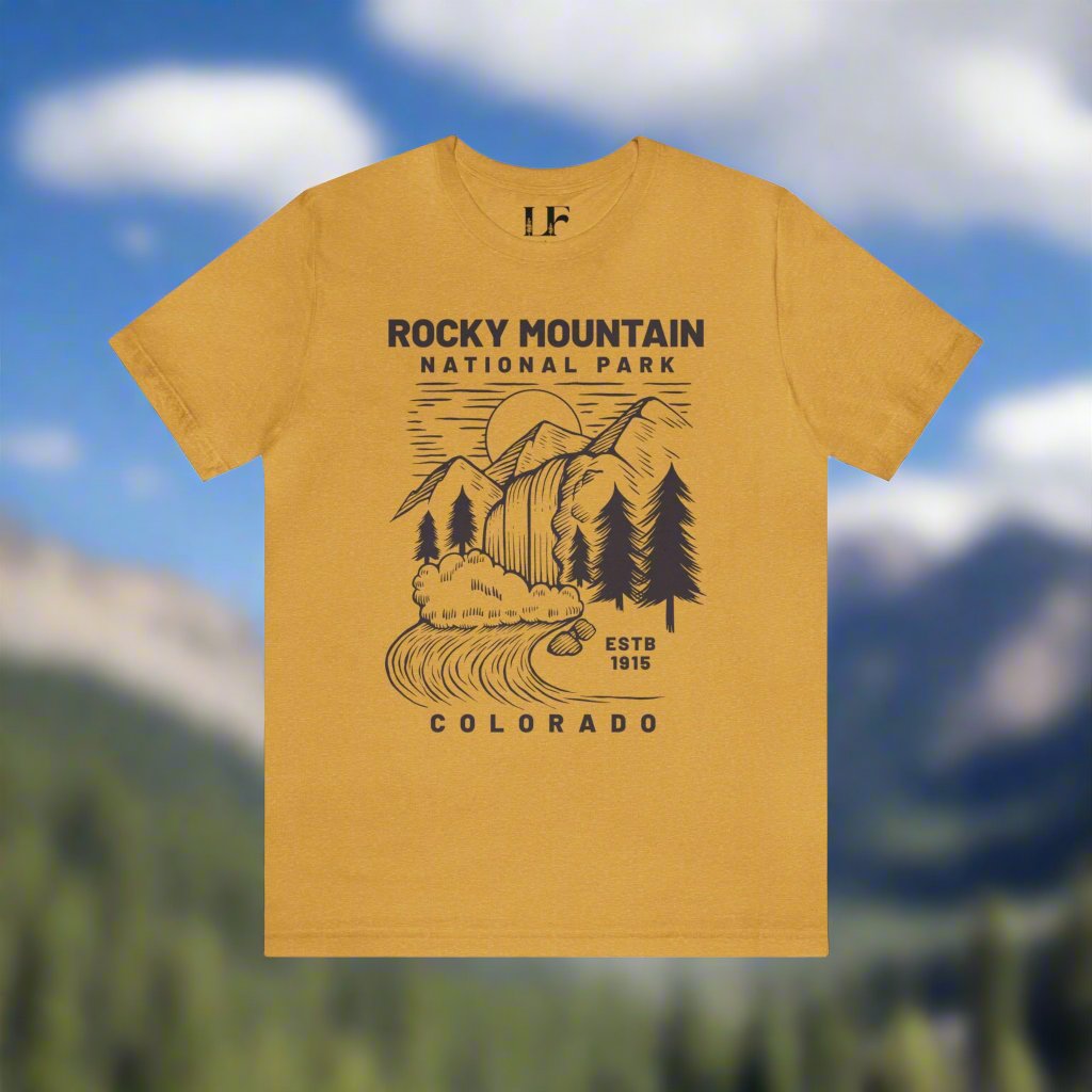 Rocky Mountain National Park ShirtBring the beauty of Rocky Mountain National Park of Colorado into your wardrobe with this simple waterfall and mountain landscape lightweight t-shirt.
Details:
- 100