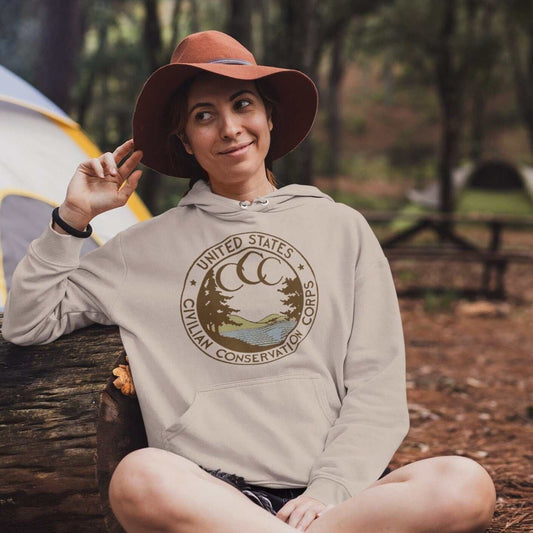Civilian Conservation Corps CCC Hoodie SweatshirtThis hoodie is a tribute to the Civilian Conservation Corps (CCC), a work relief program that gave millions of young men employment on environmental projects during