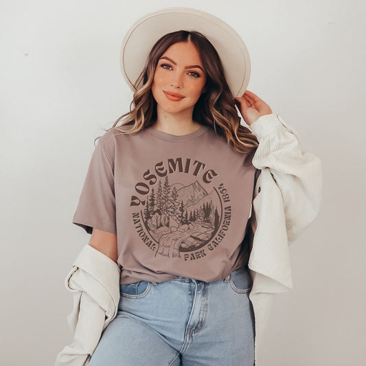 Yosemite National Park ShirtBring the wilderness of Yosemite National Park and California style into your wardrobe with this vintage styled boyfriend t-shirt inspired by the natural beauty of t