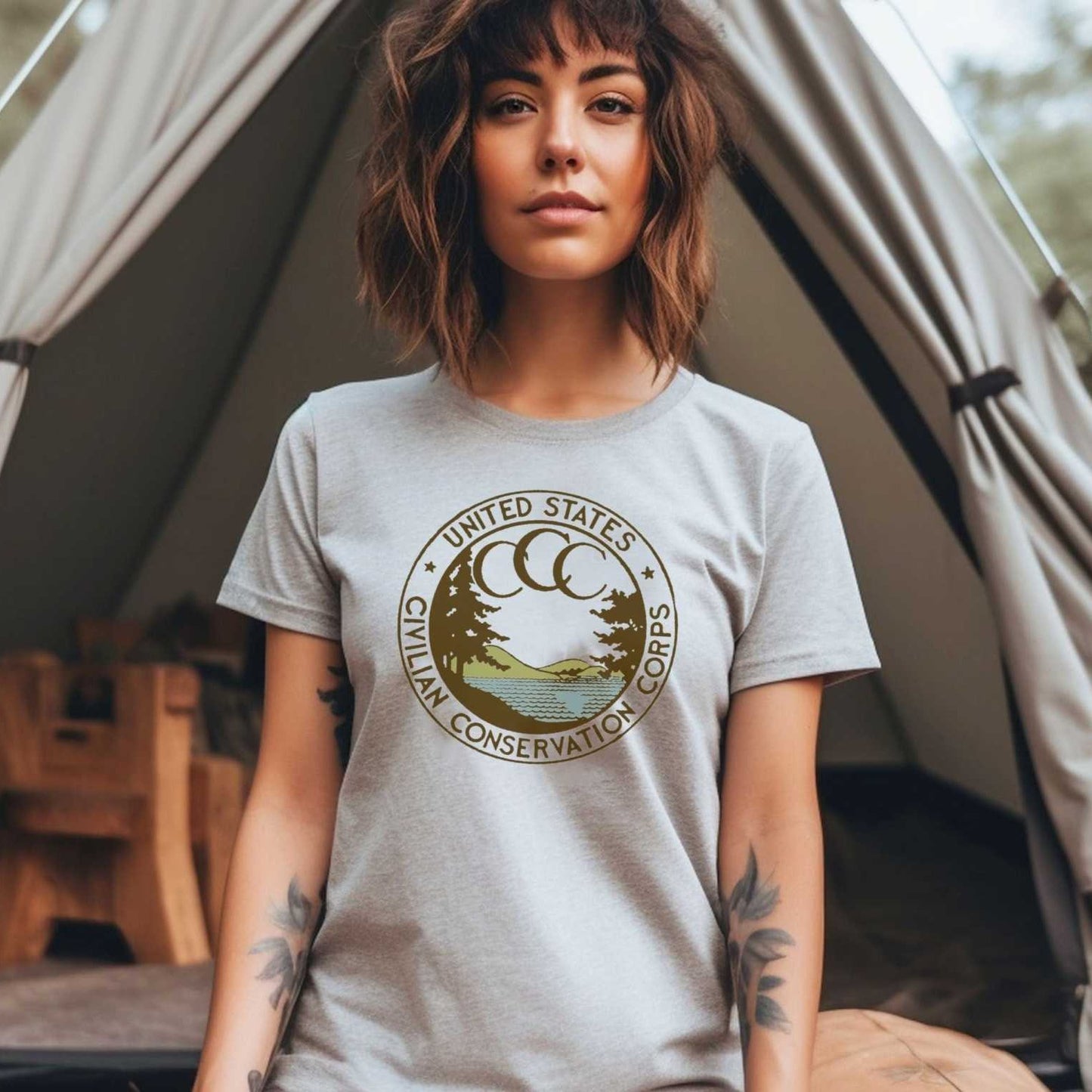Civilian Conservation Corps CCC ShirtThis t-shirt is a tribute to the Civilian Conservation Corps (CCC), a work relief program that gave millions of young men employment on environmental projects during