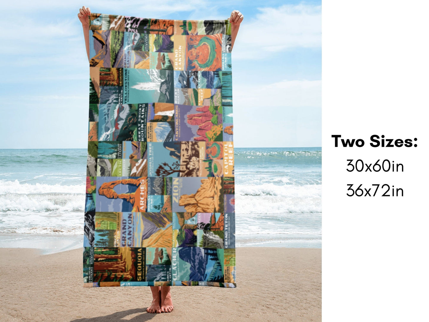 National Park Beach TowelBeach days are always a bliss – showing up with a luxuriously soft and beach towel featuring all your favorite national parks can add a bit more sunshine to your day