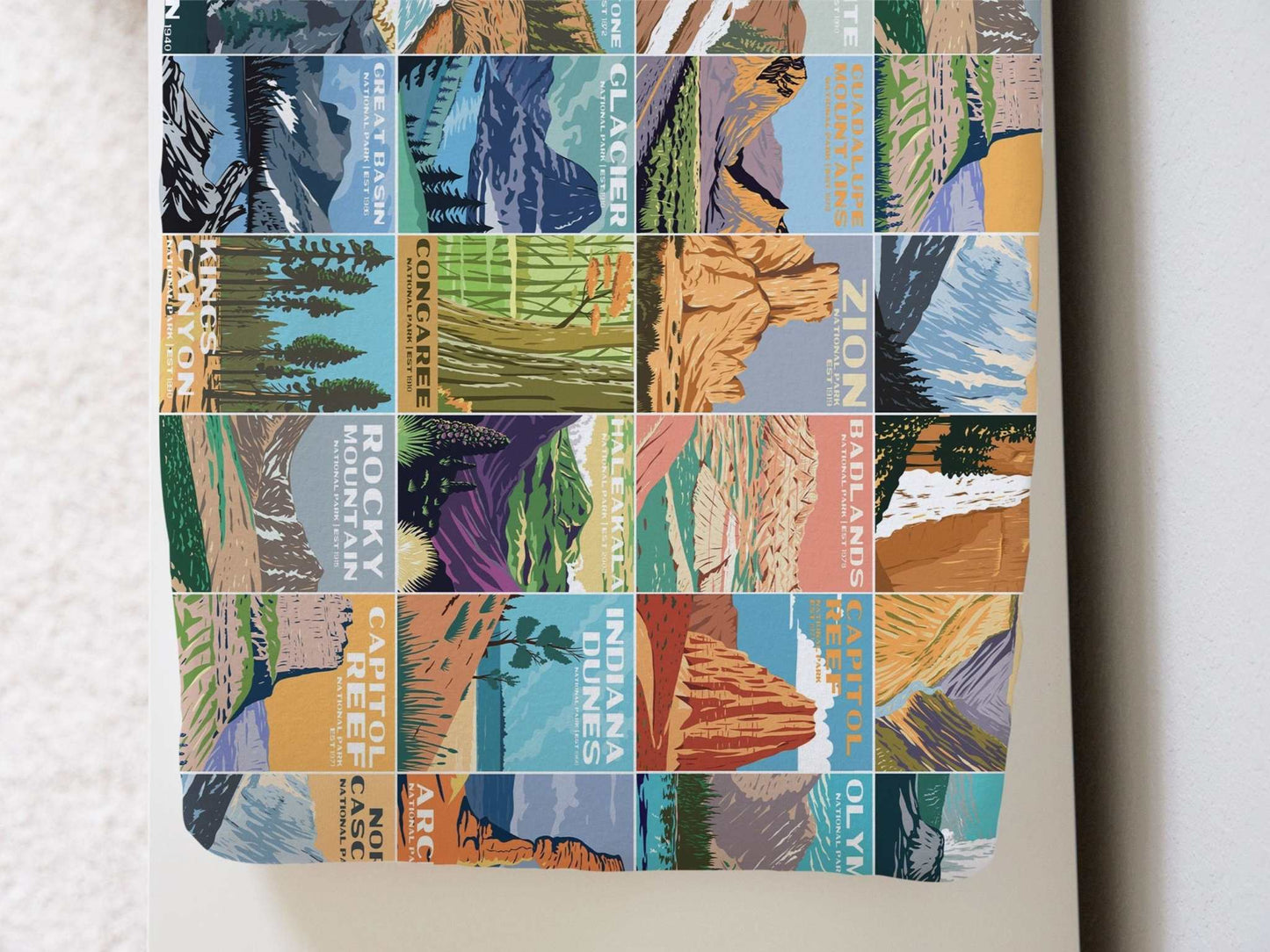 National Park Baby Changing Pad CoverComplete your National Park adventure themed nursery with this baby changing pad cover inspired by vintage National Park posters. The colors are gender neutral and a