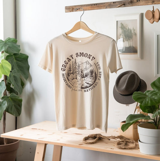 Great Smoky Mountains National Park ShirtBring the wilderness of Great Smoky Mountains National Park and Tennessee style into your wardrobe with this vintage styled boyfriend t-shirt inspired by the natural