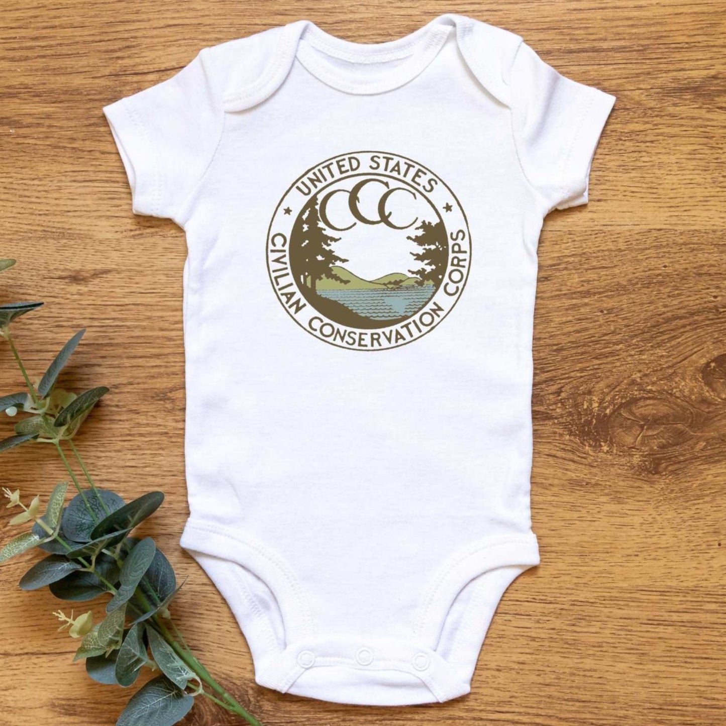 Civilian Conservation Corps CCC Baby OnesieOn your next National Park hike, teach your little one about the Civilian Conservation Corps (CCC), a work relief program that gave millions of young men employment