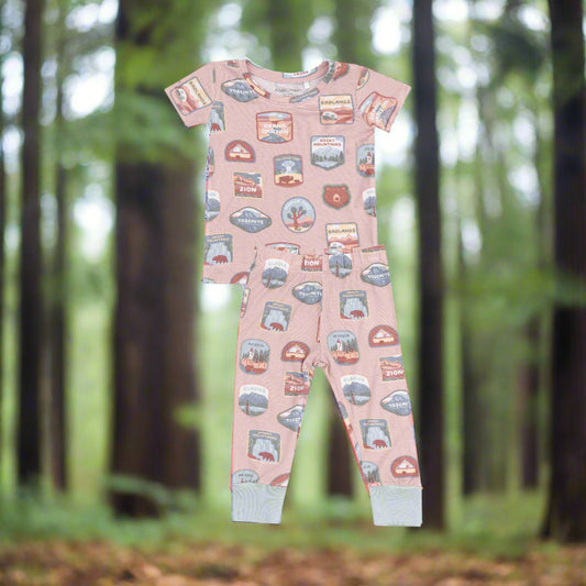 National Park Patches Pink PJ Set