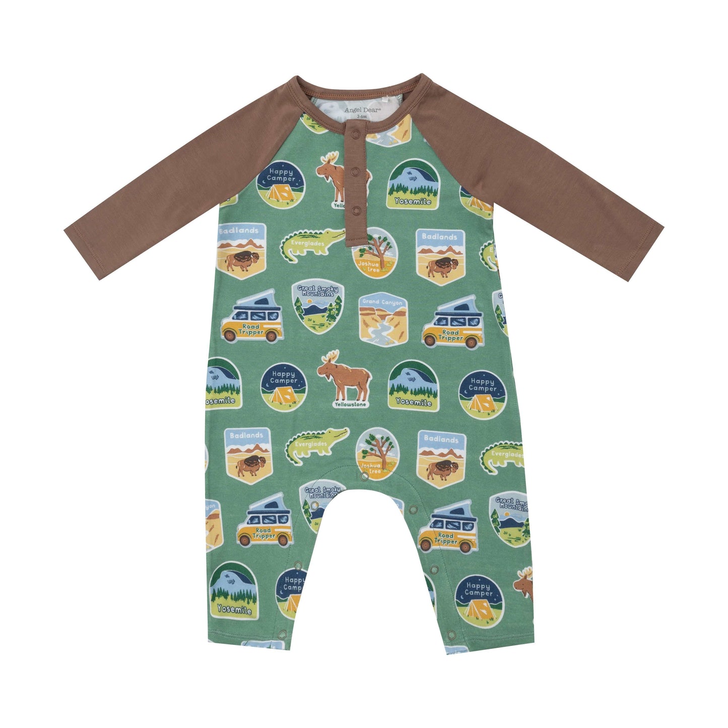 National Park Stickers Baby Raglan Romper for Little Explorers