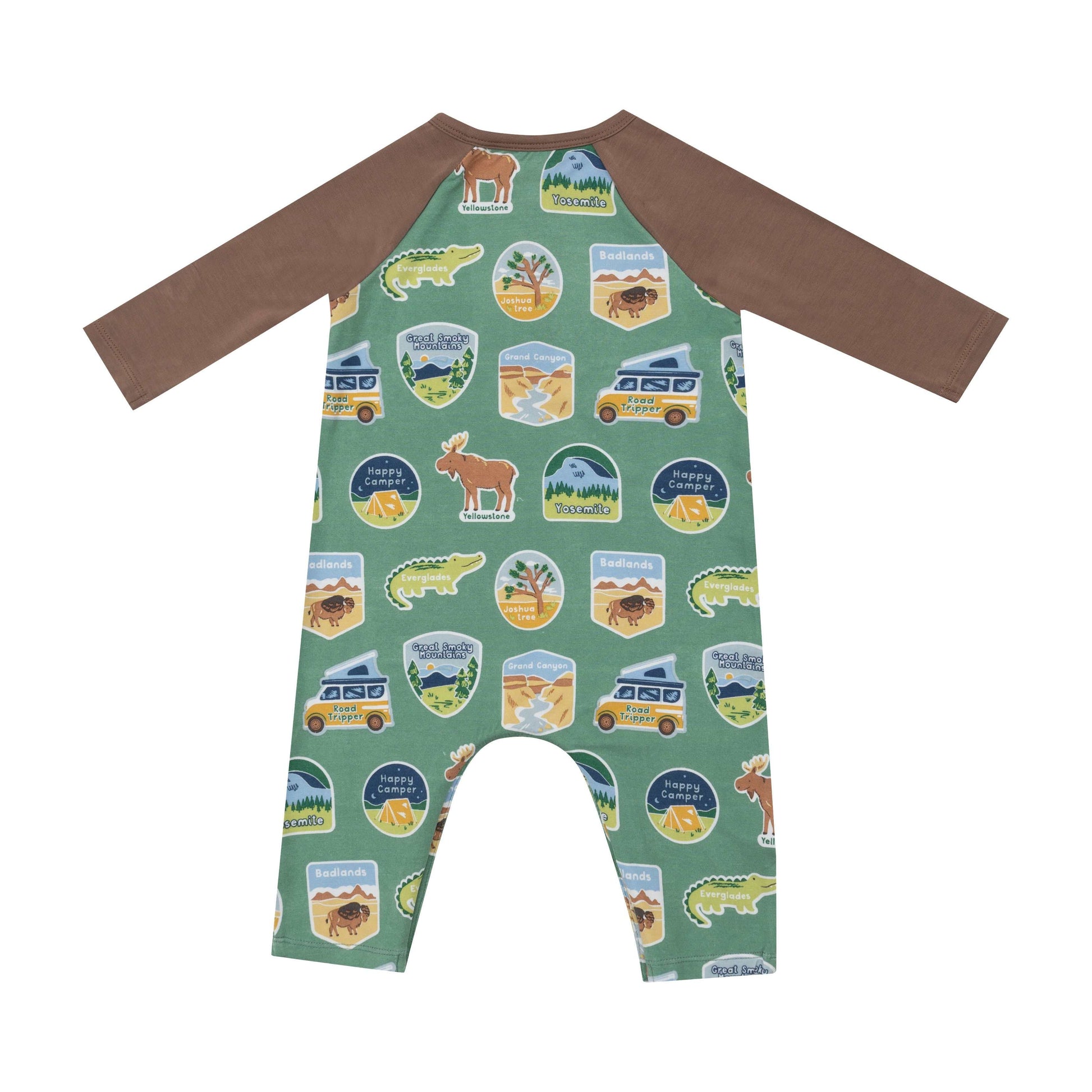 National Park Stickers Baby Raglan Romper for Little Explorers