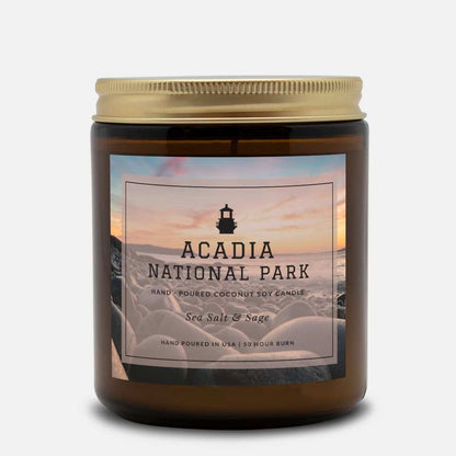 Acadia National Park Sea Salt & Sage CandleBring home the smell of the most beautiful places on earth, with these 9 oz coconut soy wax hand-poured National Park candles.
The Acadia National Park refreshing fr
