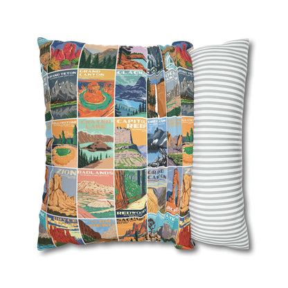 National Parks Square Pillow CasesCozy up and remember all your favorite memories from your National Park adventures with this vintage styled National Park pillow covers. Inspired by vintage advertis