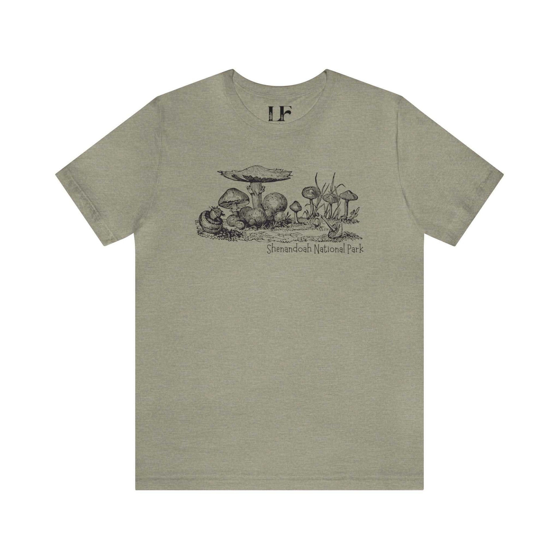 Shenandoah National Park Mushroom ShirtBring the beauty of Shenandoah National Park into your wardrobe with this vintage styled  t-shirt inspired by the magic of this iconic park.
Details:
- 100% lightwei