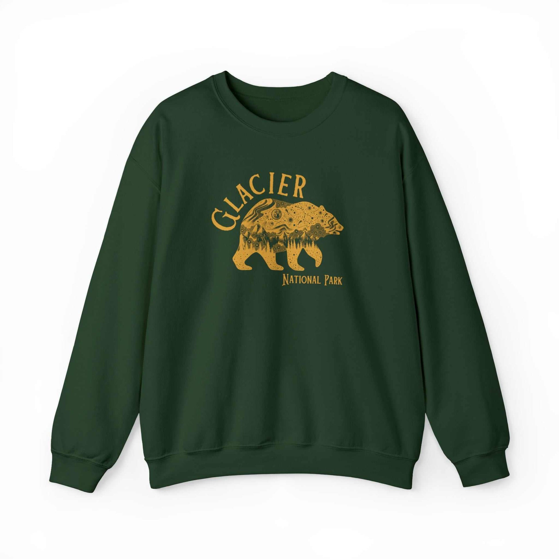 Glacier National Park Galaxy Bear SweatshirtBring the magic and beauty of Glacier National Park at night into your sweater rotation with this crewneck galaxy grizzly bear sweatshirt inspired by the midnight ma