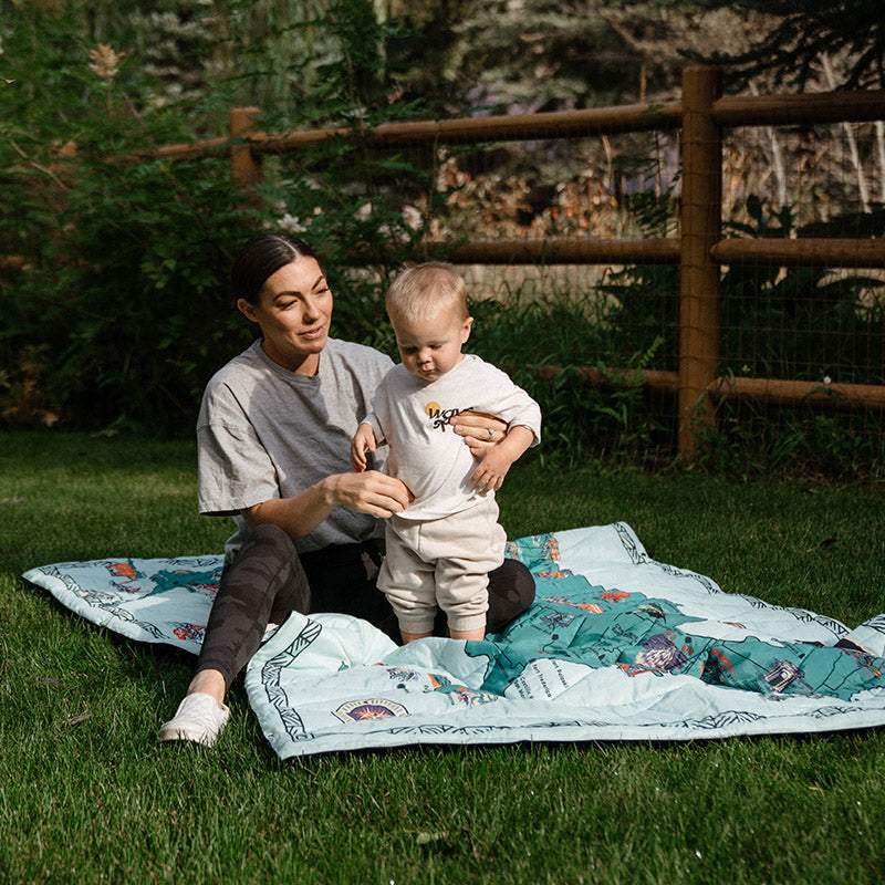 National Parks and Monuments Map Puffer Blanket