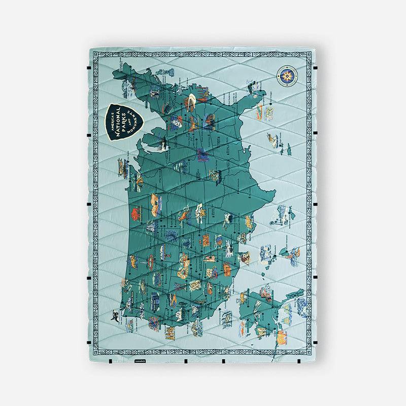 National Parks and Monuments Map Puffer Blanket