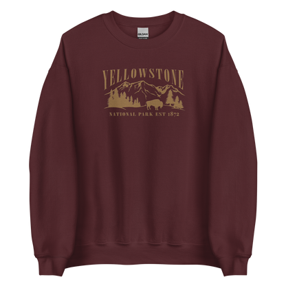 Yellowstone National Park Embroidered Crewneck SweatshirtBring the majesty of Yellowstone National Park into your wardrobe with this embroidered boyfriend crewneck sweatshirt inspired by the iconic Rocky Mountains and wild