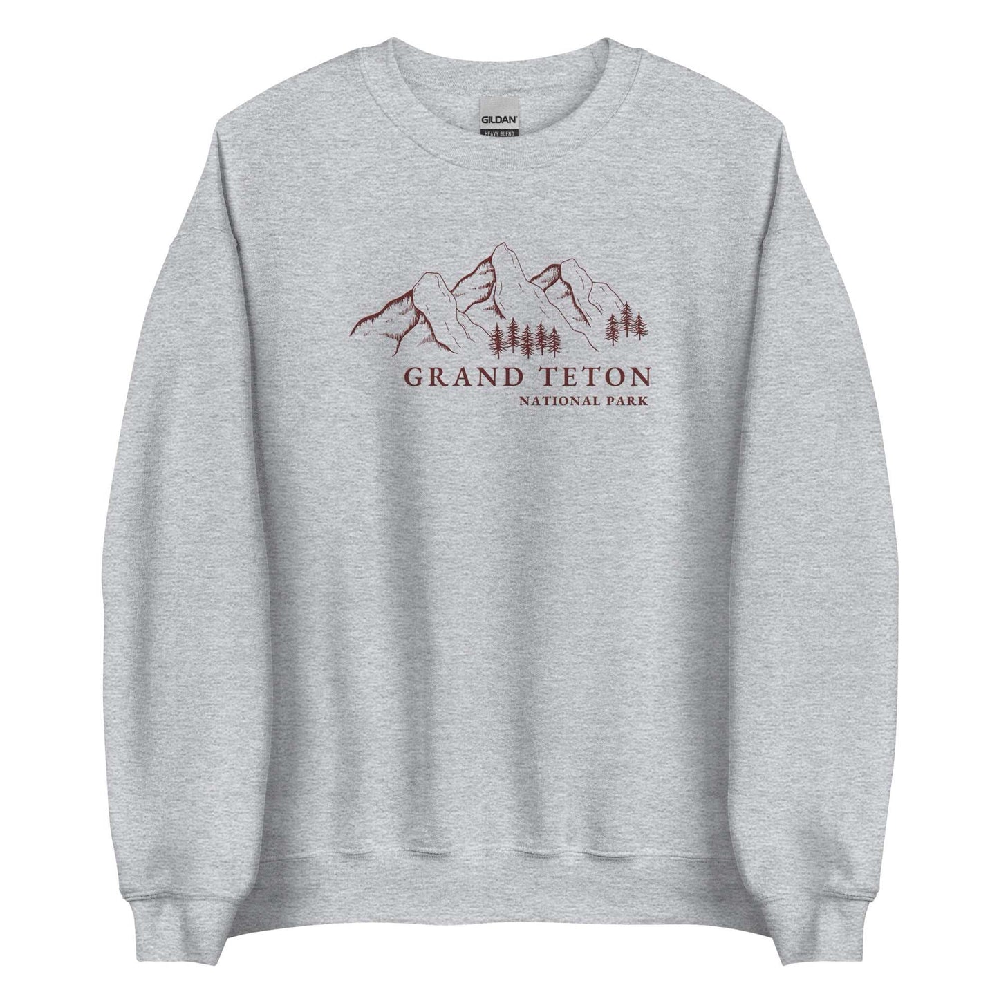 Grand Teton National Park Embroidered Crewneck SweaterBring the majesty of Grand Teton National Park into your wardrobe with this embroidered boyfriend crewneck sweater inspired by the iconic Rocky Mountains that drew y