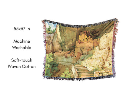 Mesa Verde National Park Woven BlanketCozy up and remember all your favorite memories from your Mesa Verde National Park adventures with this soft woven blanket featuring an original artist watercolor pr