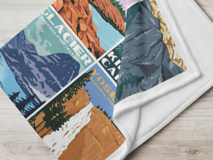 National Park Baby Swaddle and Minky BlanketSnuggle up your little one with this National Park adventures baby blanket. Inspired by vintage National Park posters. The colors are gender neutral and a perfect ad