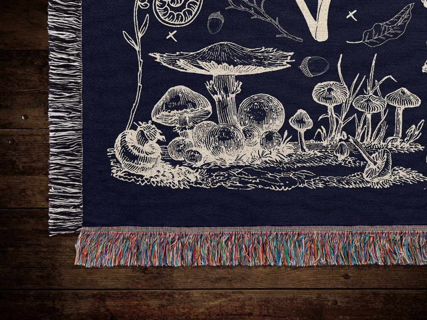 Mushroom Forest Woven BlanketBring the beauty and magic of the forest at night into your home with this mushroom forest blanket. Whether you're going for a forestcore, cottagecore, or granola gi