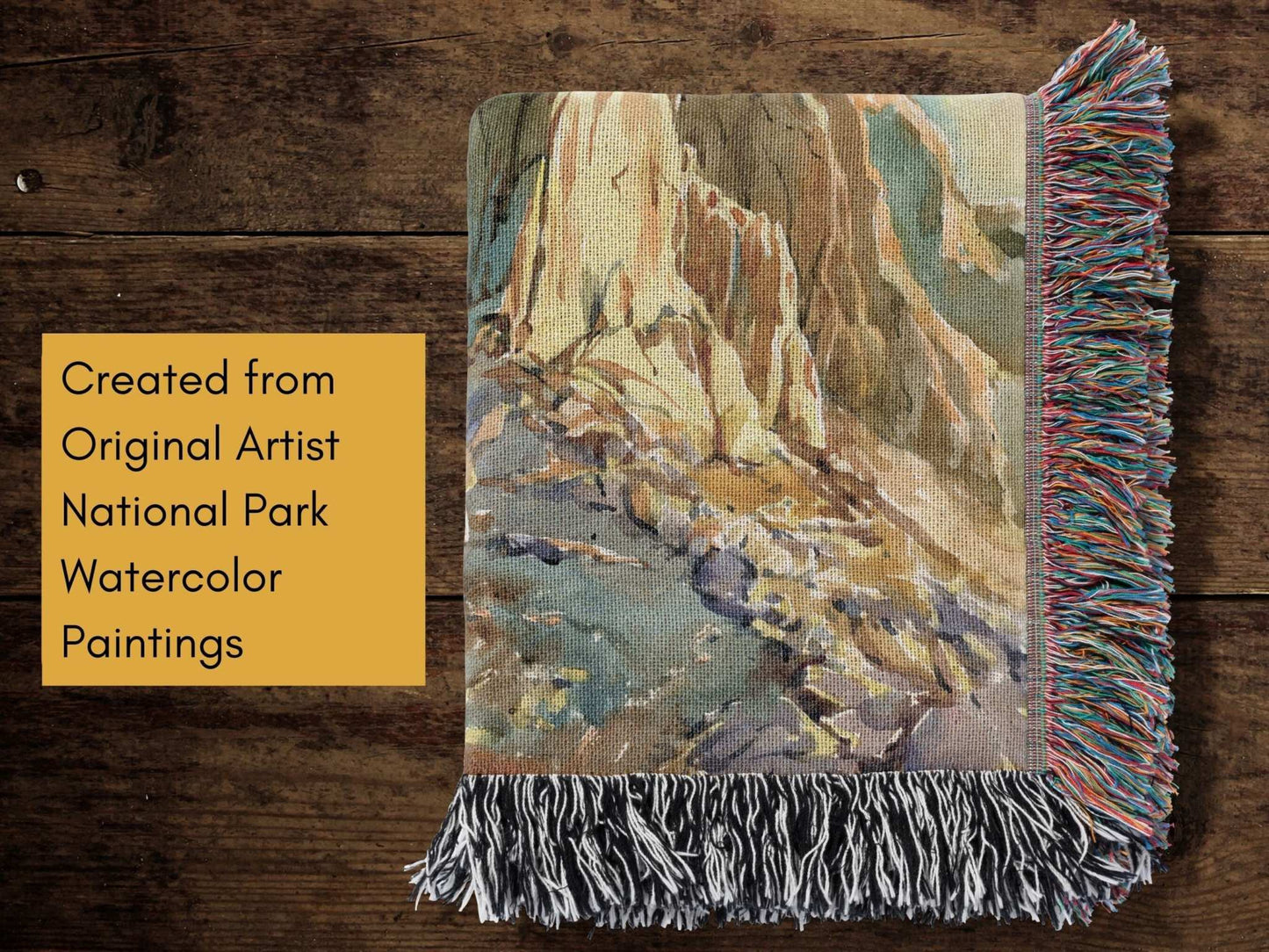 Mesa Verde National Park Woven BlanketCozy up and remember all your favorite memories from your Mesa Verde National Park adventures with this soft woven blanket featuring an original artist watercolor pr