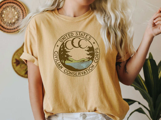 Civilian Conservation Corps CCC ShirtThis t-shirt is a tribute to the Civilian Conservation Corps (CCC), a work relief program that gave millions of young men employment on environmental projects during